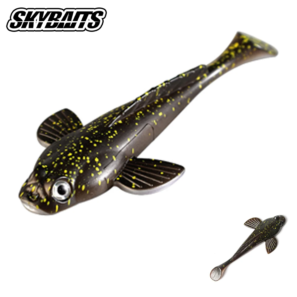 125mm/17g T-Tail Wobblers Black Spotted Fish Soft Lure Baits Swimbait Silicone Artifical Bait Bass Perch Fishing Lure Lake Ocean