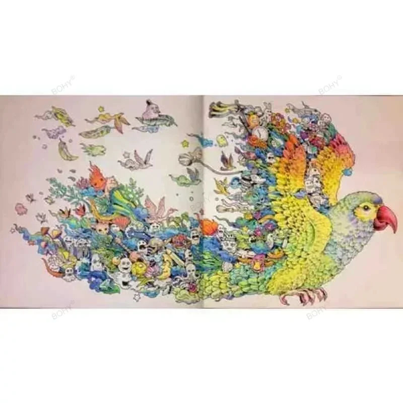 Libro de colorear de Animorphia para adultos y niños, libro de dibujo para aliviar el estrés, pintura de Graffiti, 96 páginas