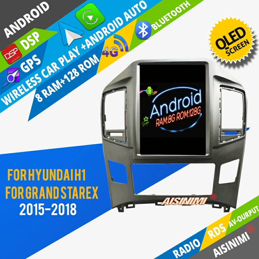 

AISINIMI Android 13 автомобильный Dvd-плеер для Hyundai H1 Grand Starex 2015-2018 автомобильная аудиосистема gps для стереомонитора в стиле Тесла