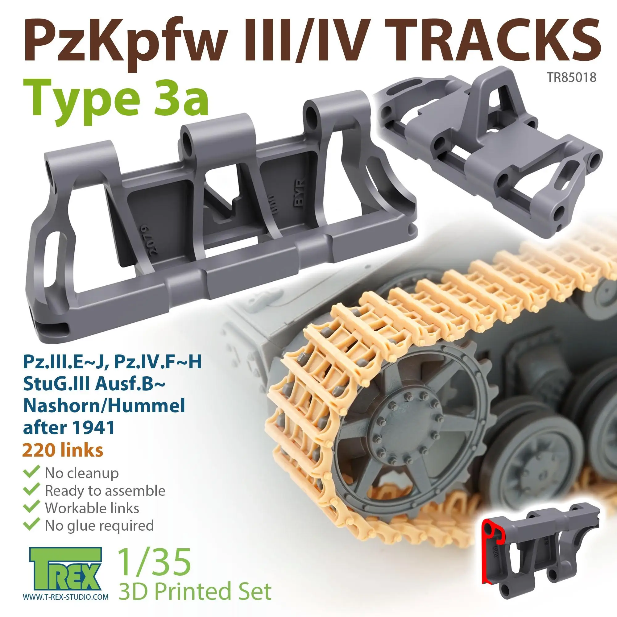 

T-REX 85018 1/35 PzKpfw.III/IV Tracks Type 3a