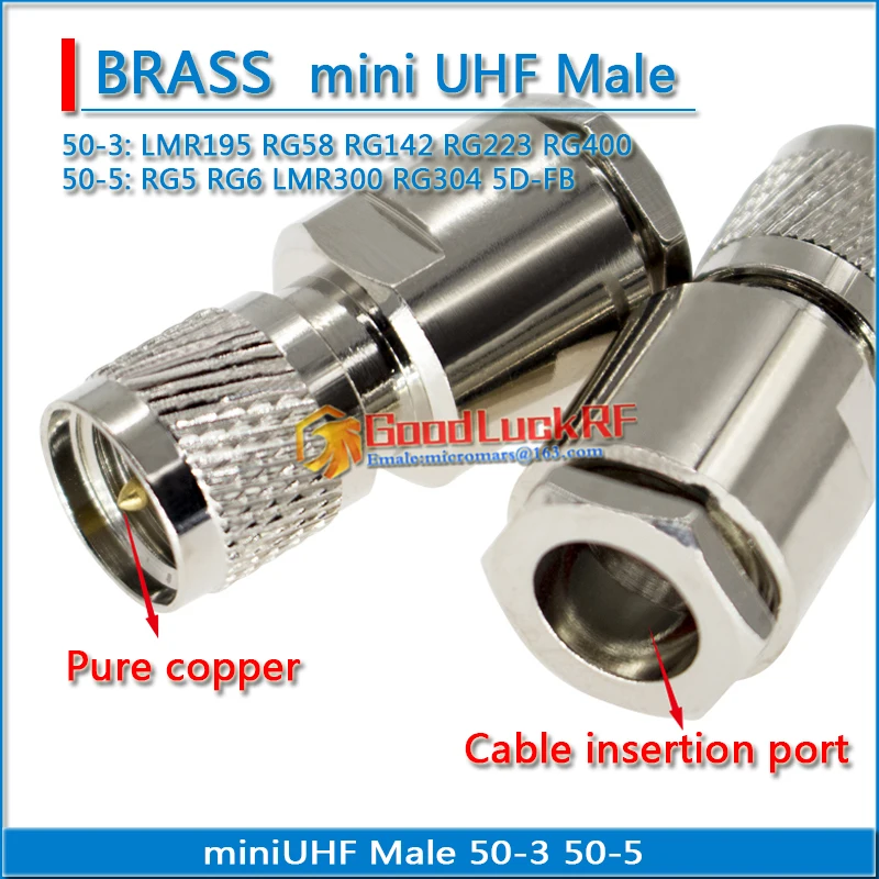 mini UHF miniUHF Male Solder For RG58 RG142 RG223 RG400 LMR195 RG5 RG6 LMR300 RG304 50-3 50-5 Cable RF Connector Coax Adapter