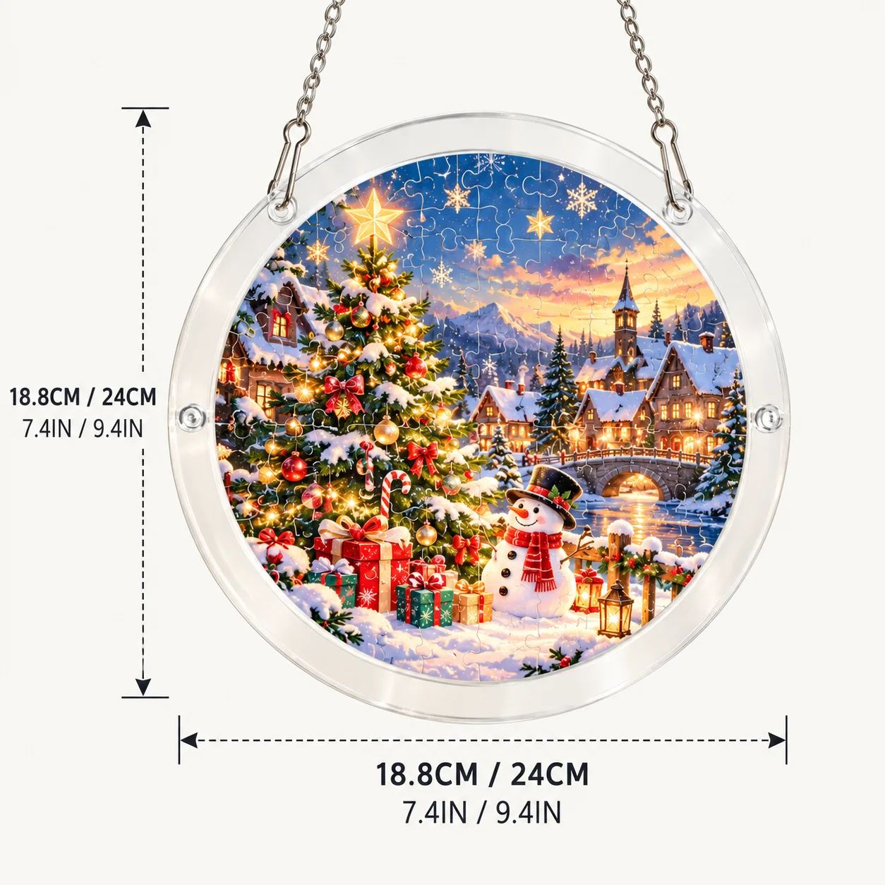 Custom Acrylic Puzzle Suncatcher Personalized Photo Round Hanging Ornament 18.8/24cm Clear Acrylic Window Decor Gift for Home