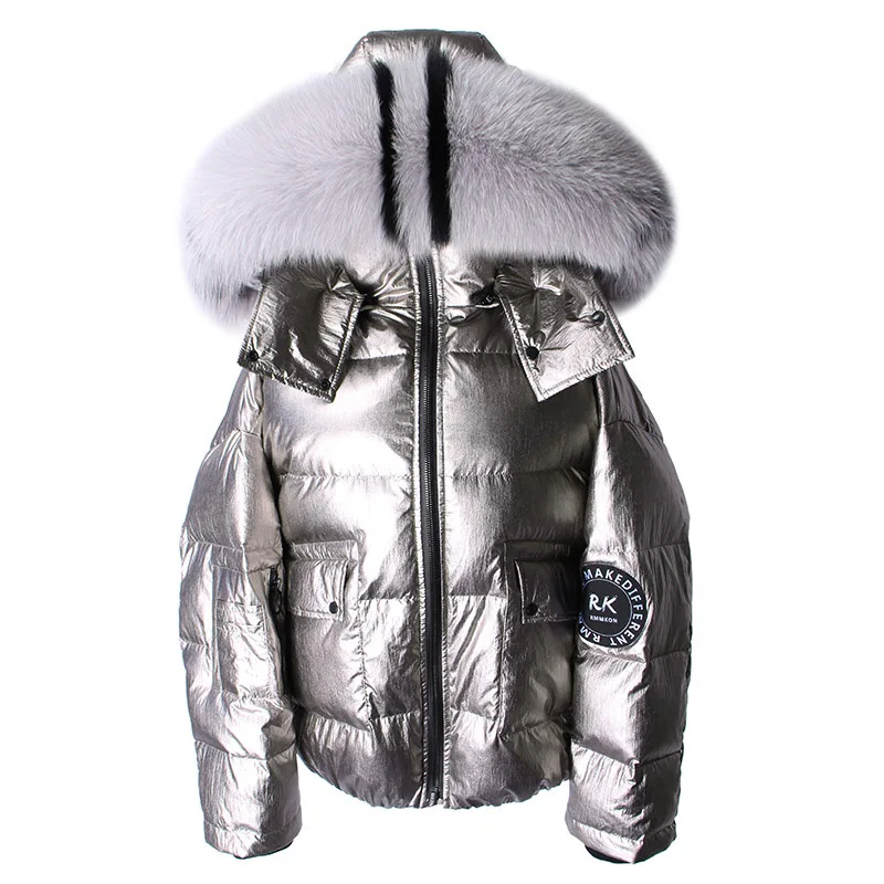 

2023 female Natural Real Raccoon Fur Collar Puffer winter short strap Down Jacket warm Long Coats Women's outer wear