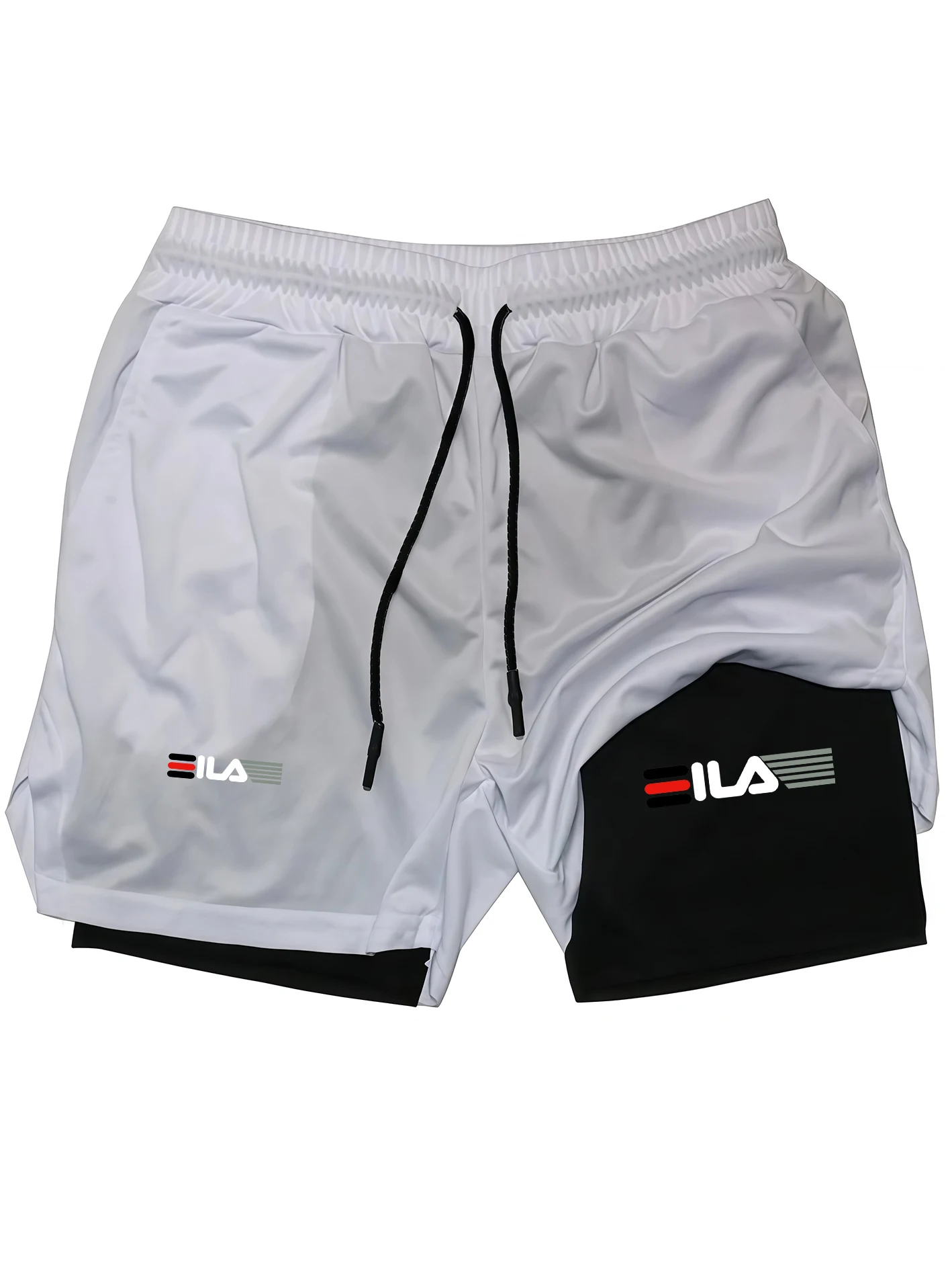 Men's Double Layer Training Shorts Summer Breathable Quick Dry Gym Workout Pants Loose Plus Size Running 5ath Shorts with Taurus