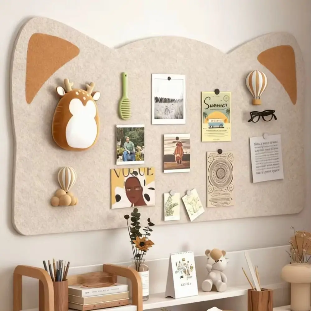 Cat Ear Design Felt Wall Board Removable Backing Self Adhesive Photo Wall Board Thickened Panel Decorative Wall Panel
