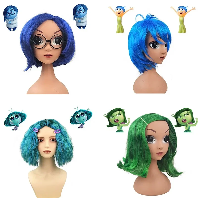 Cute Inside Out Joy Cosplay  Inside Out 2 Joy Disgust Sadnes Hair Short Layer Fake Hair Extension Men Women Party Wig