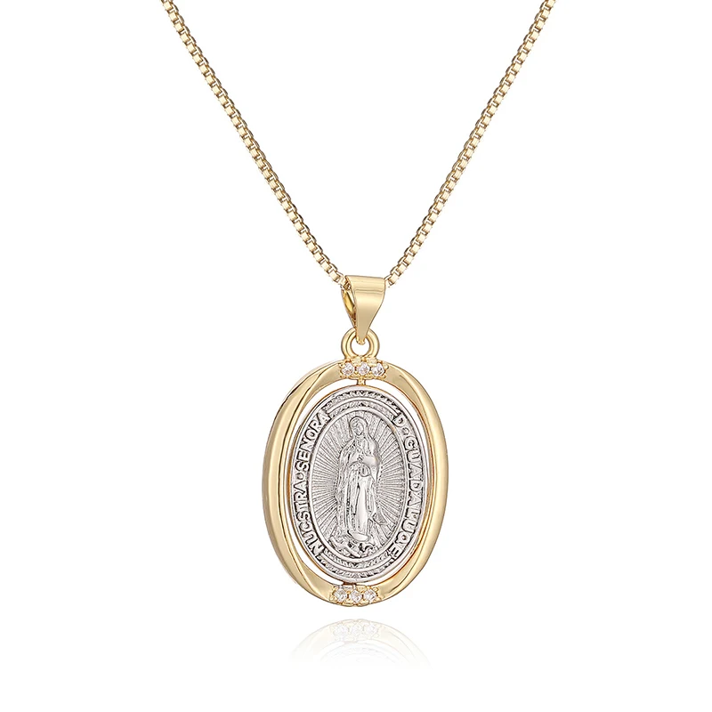 GANPUP Vintage Doppelseitiger Kreuz-Anhänger mit religiösem Muster Halskette für Damen und Herren Neue Halskette Schmuck Accessoires Geschenk Party – Detail 6
