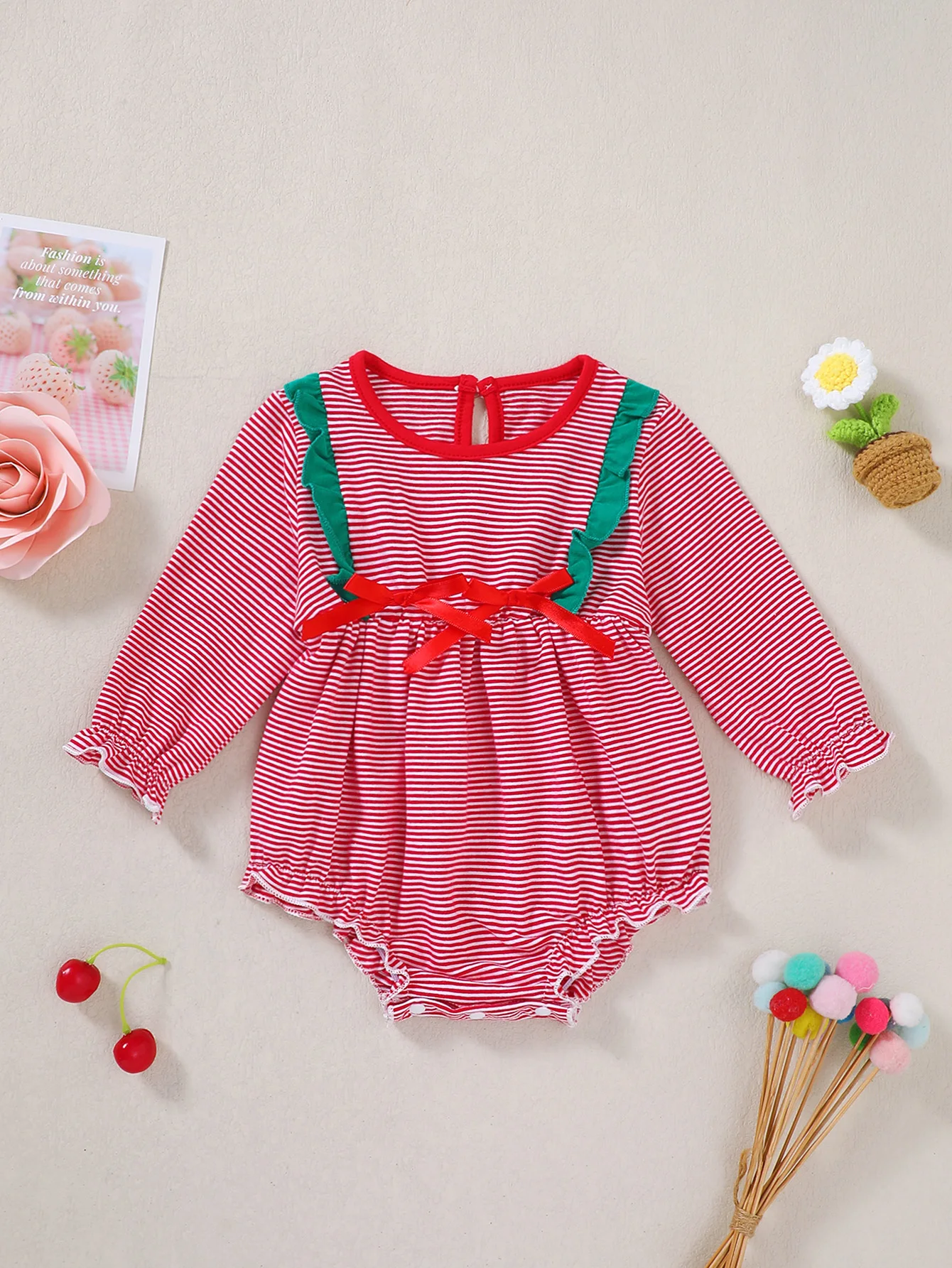 Baby Girl Spring Autumn Casual Long Sleeve Romper Triangle Design Infant Clothing Easy-to-Wear All-in-One Suit for Toddlers