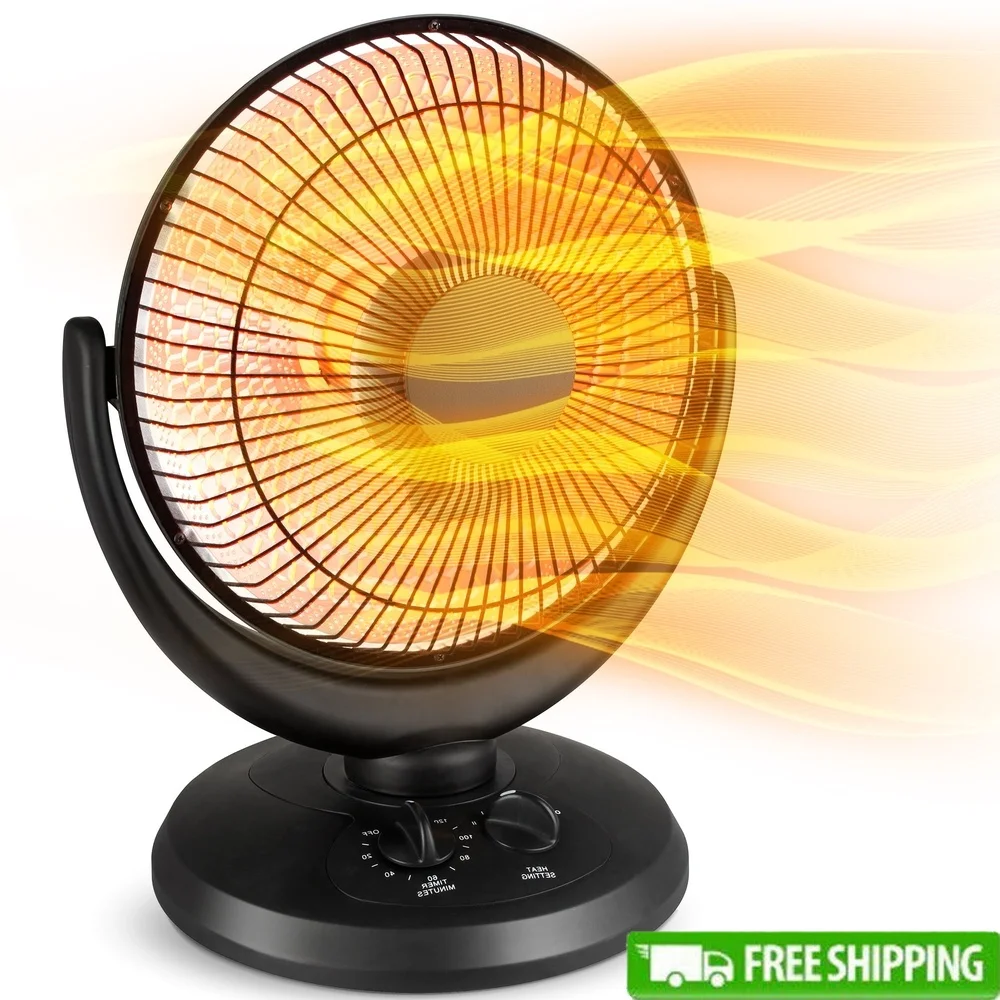 

Электрический осциллирующий обогреватель 800 Вт, внутренний таймер, регулируемые настройки тепла, портативный тихий переключатель, 400 кв. футов