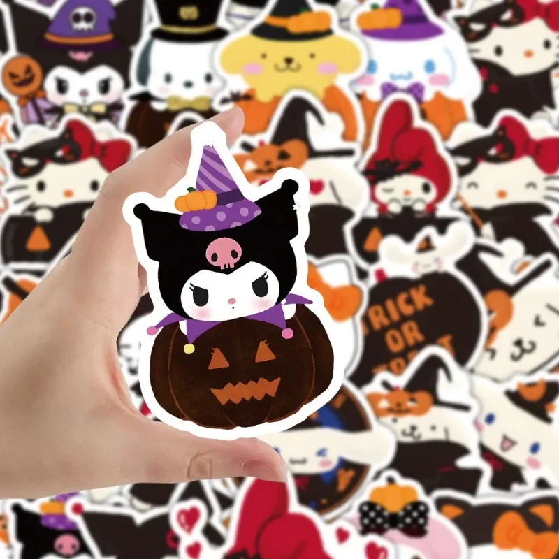 10/30/63 Uds lindo Halloween Sanrio Kitty Kuromi pegatina de melodía DIY teléfono portátil equipaje monopatín pegatinas de grafiti diversión para regalo