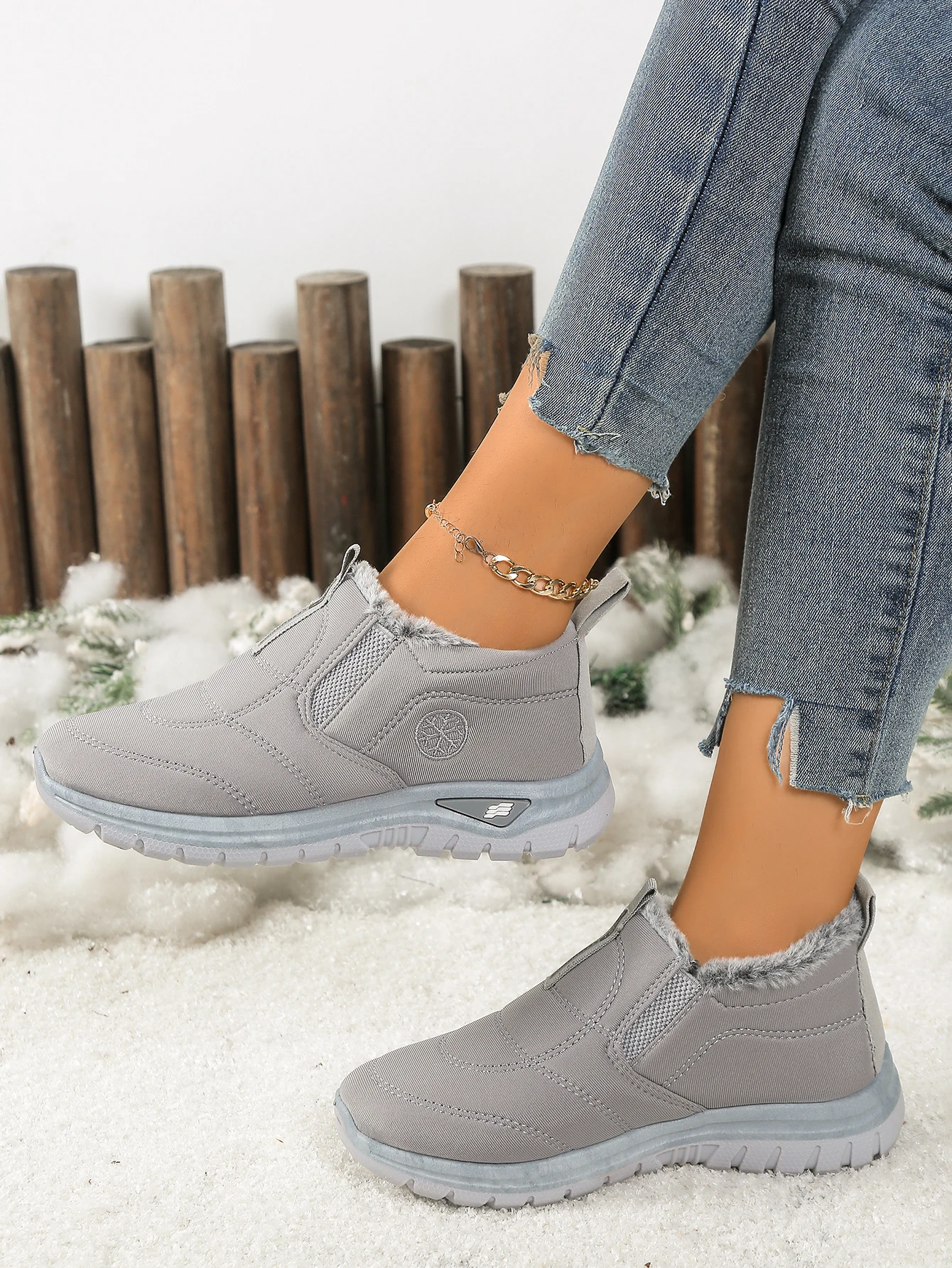 Damenstiefel, leichte Damenschuhe, bequeme Damen-Freizeitschuhe mit weicher Sohle und dickem Fleecefutter, Schuhe mit kostenlosem Versand – Detail 11