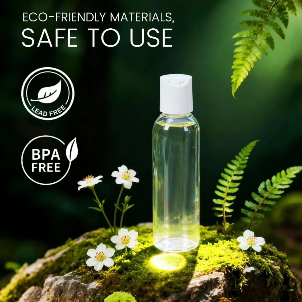 7/9Pcs 100ml Refillable Empty Plastic Transparent Travel Bottle Funnels Labels Leakproof Flip Cap Containers Shampoo Cosmetics