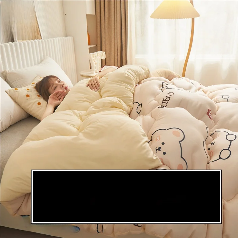 

Thiened Cotton Quilt Air Conditioner Blanket Double Size Spring Autumn Winter Single Student Dormi Bedding Cover