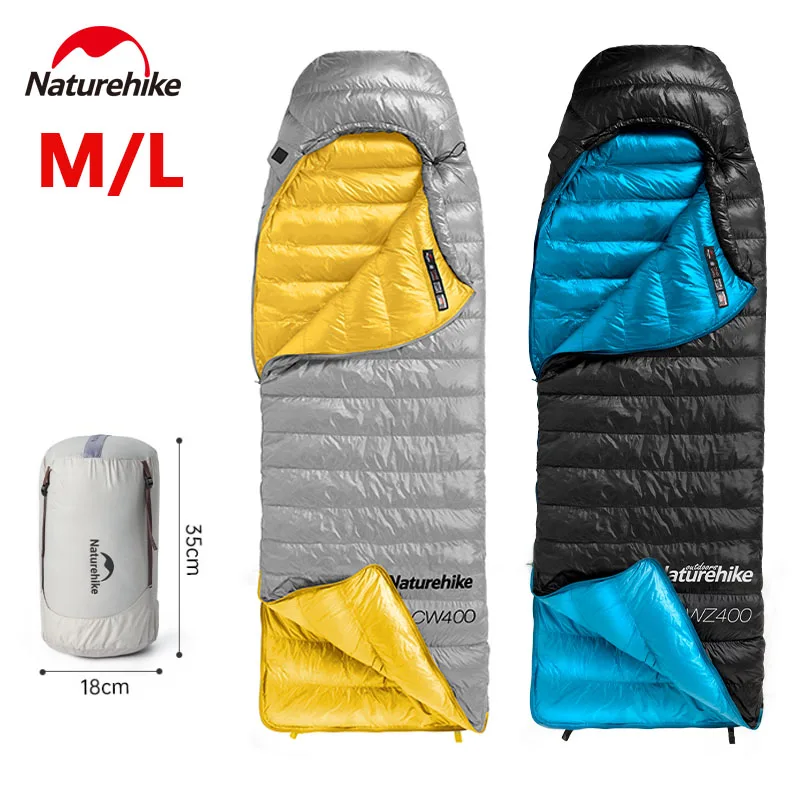 Naturehike CW400 Duck Down Sleeping Bag Winter 650FP Ultralight Camping Hooded Envelope Hiking Thickened Waterproof Warm Bag