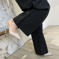 Fashion brand designed knitted platform heels for women, pointed-toe party shoes, comfortable large-size summer stiletto sandals - Image 4