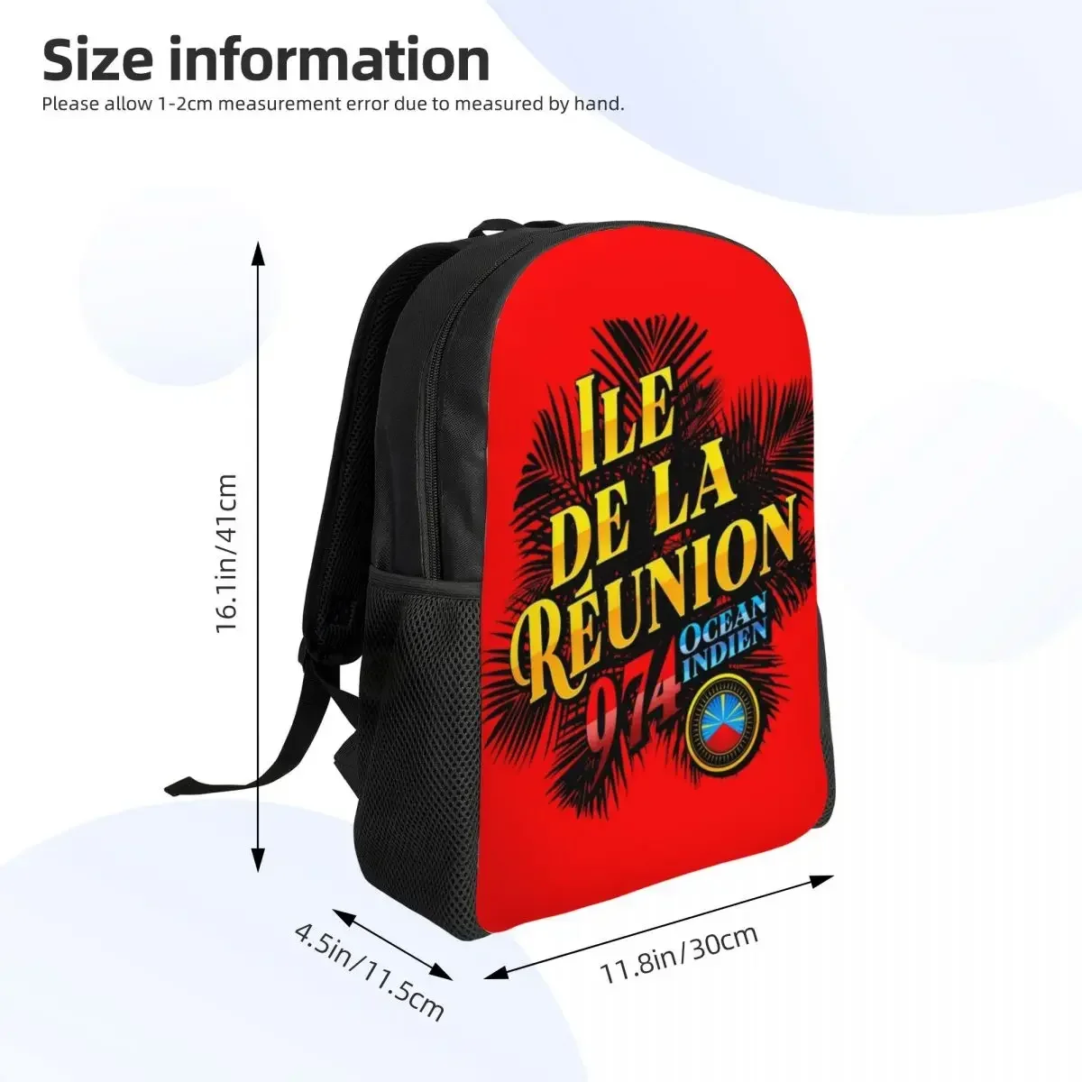 Personalized Reunion Island 974 Backpack Men Women Fashion Bookbag for School College Tropikal leaves Bags