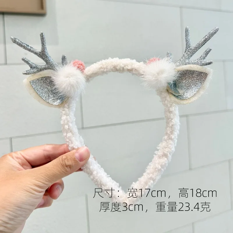 عيد الميلاد عنصر قرون الرنة القرن عقال للفتيات عقال الأحمر Bowknot عيد الميلاد حزب الديكور هدية إكسسوارات الشعر #5