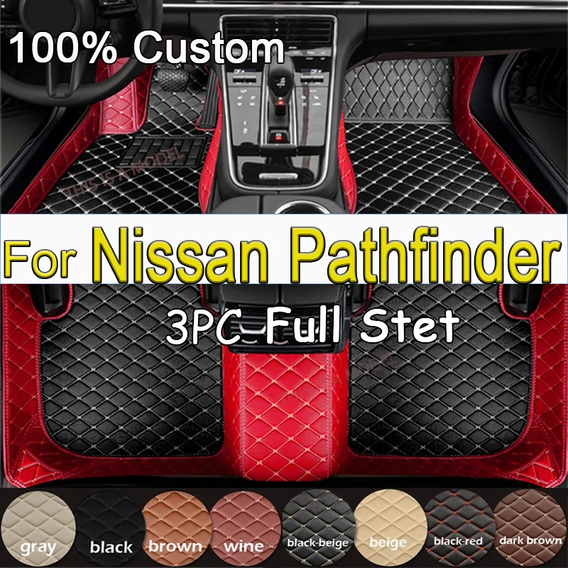 Car Floor Mats For Nissan Pathfinder R52 7seat 2014~2020 Auto Anti-dirt Pad leather Mat Rugs Pad Interior Parts Car Accessories