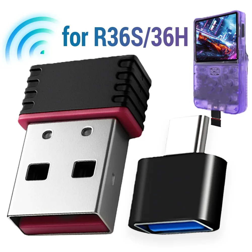 1-2set for R36S Game Console Wireless Network Card RTL8188FTV USB Wifi Dongle Type C OTG Adapter for R36/R36H Game Accessories