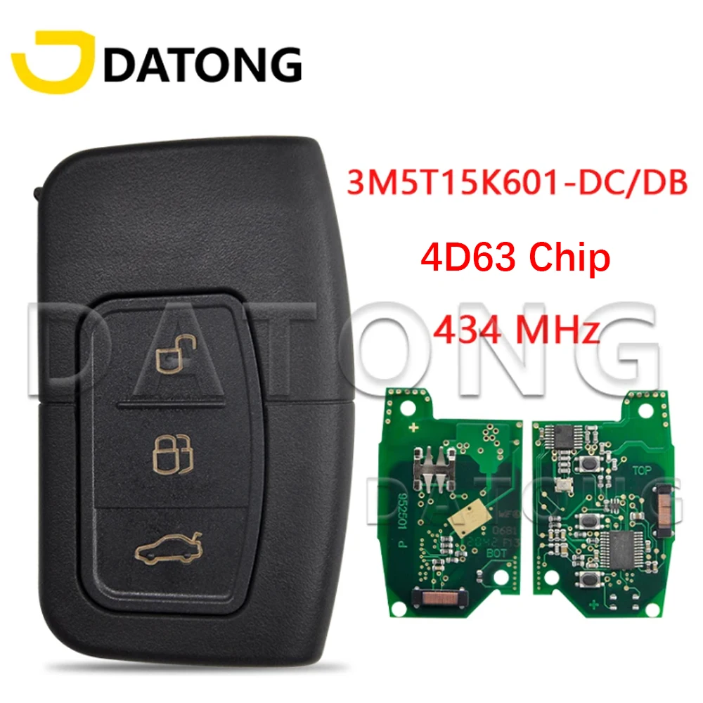 Datong World Remote Car Key Fit For Ford Focus Kuga C-Max MK2 Mondeo Galaxy 434FSK Keyless Go Promixity Card