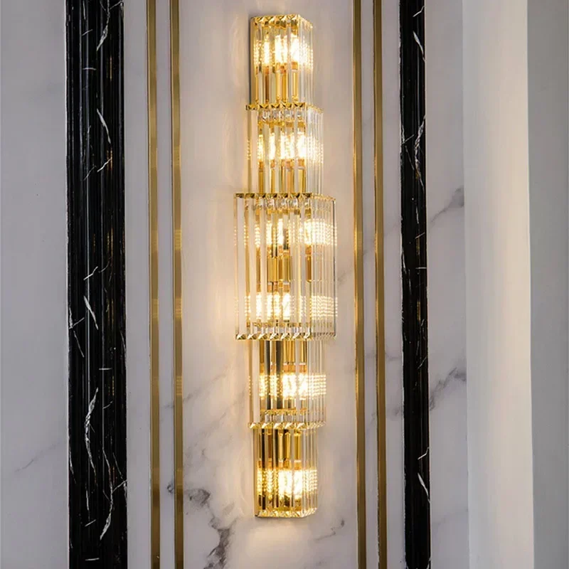 

Modern luxury lobby LED crystal wall lamp club hotel villa office Nordic room decoration lighting fixtures dazzling wall lamps