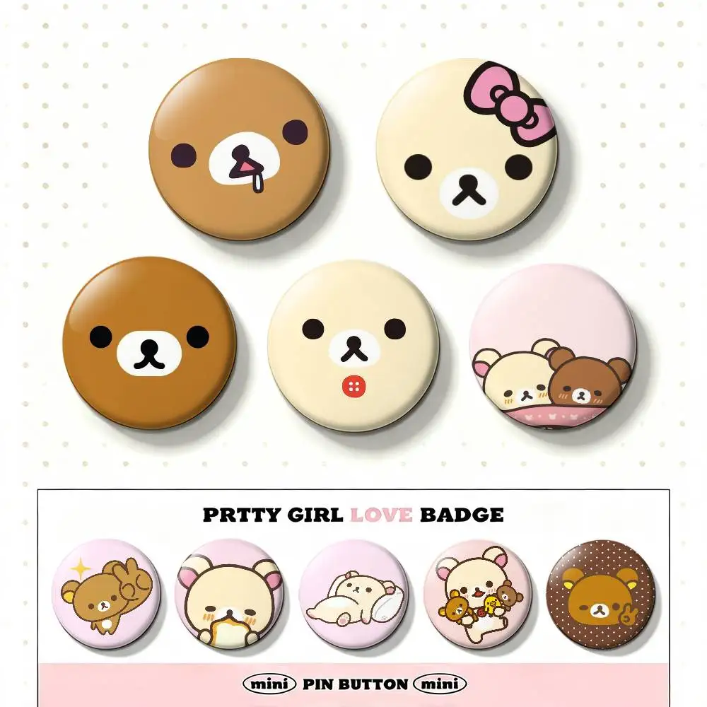 Cute R-Rilakkuma Laser Badge Creative Pins Brooch for Bag Clothes Hat Decor Gifts Fans Collect