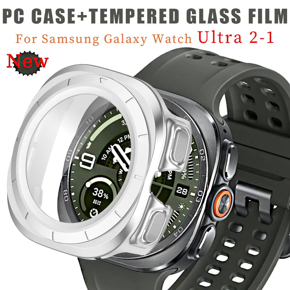 PC Case+Tempered Glass Film For Samsung Galaxy Watch Ultra 2-1 47mm Hard PC Screen Protective Shell Galaxy Watch Ultra HD Cover