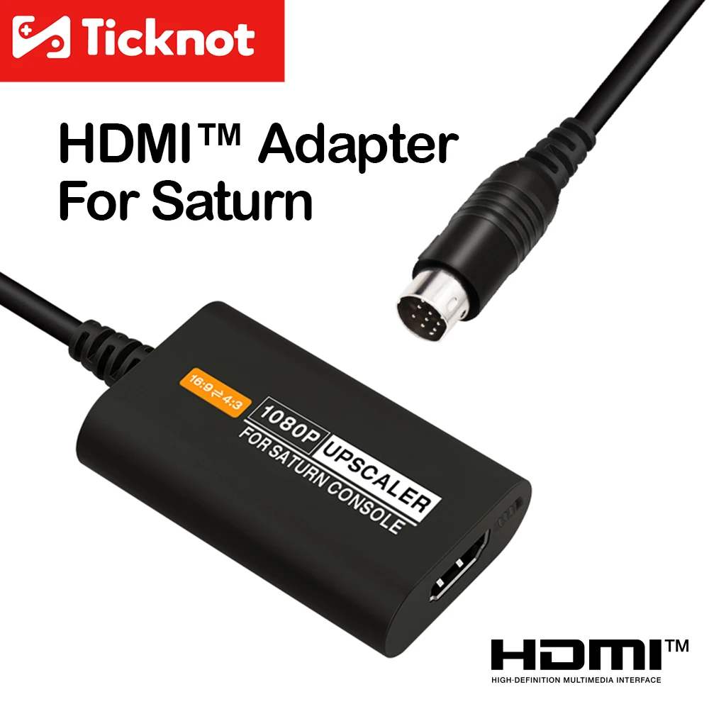 Convertisseur HDMI 1080p ™   Adaptateur pour SEGA Saturn, convertisseur d'entrée S-video pour console de jeu Satrun, rapport d'aspect 4:3/16:9