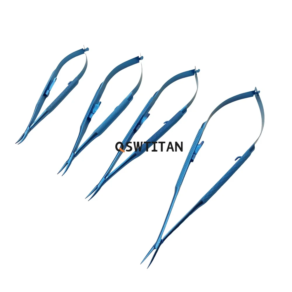 حامل إبرة Castroviejo من التيتانيوم مع قفل 12.5 سنتيمتر-18 سنتيمتر منحني/مستقيم طبيب الأسنان إبرة العيون الملقط أدوات الجفن #3