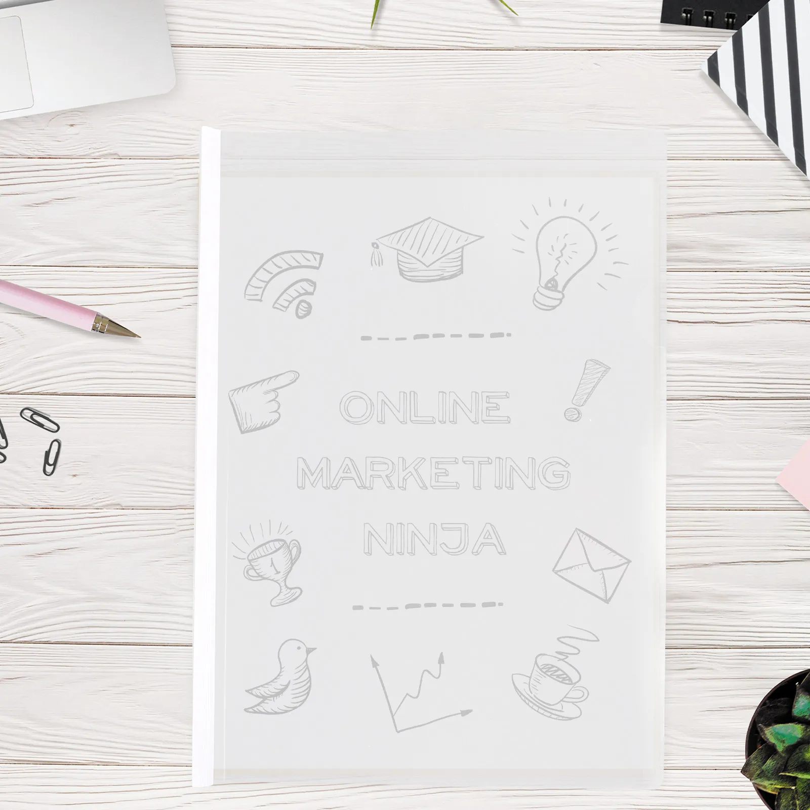 

50Pcs File Folders Transparent Plastic Draw Rod File Organizers Document Holders A4 Size Anti-Slip Rod Clamp for Office School