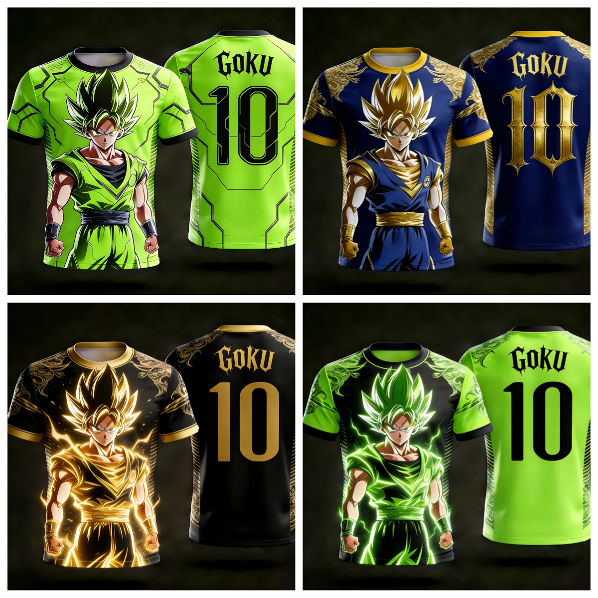 2026 Dragon Ball Official 3D Print Goku 10# Football Jersey Training Wear Parent-child S-6XL 90cm-160cm Trendy Tees