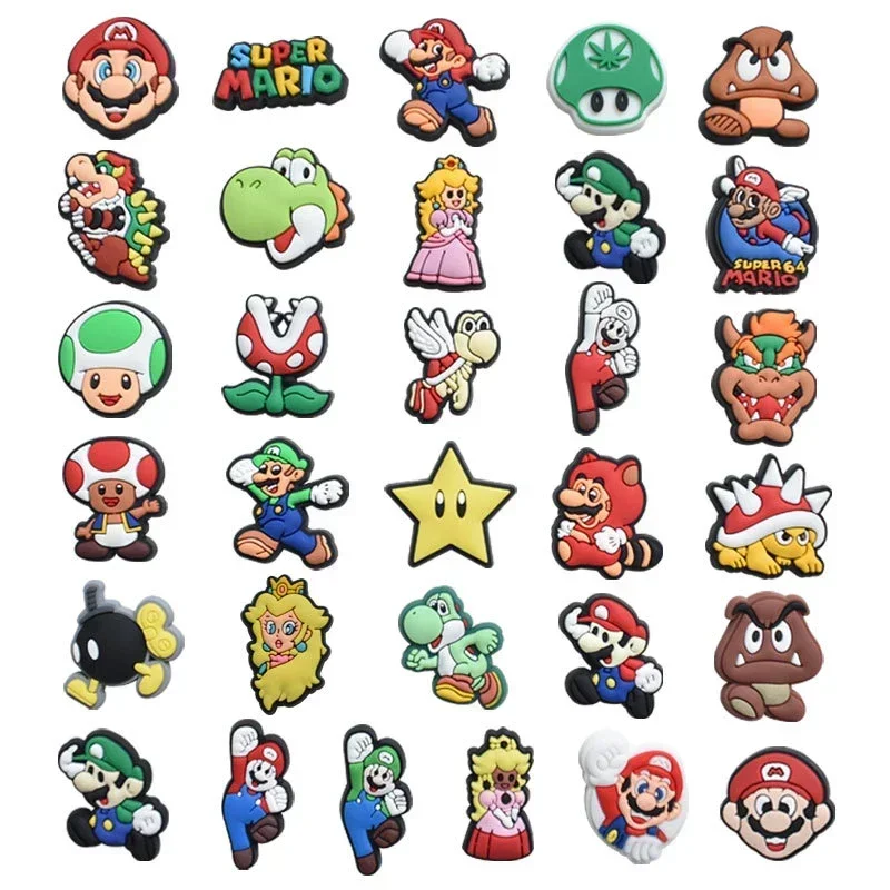 Super Mario Bros Schoenen Bedels Anime Croc Schoen Diy Cartoon Sandalen Accessoires Voor Klompen Pvc Pins Creatieve Schoen Gesp Decoratie