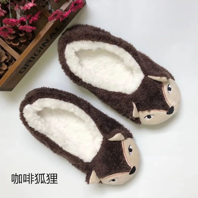 Panda Home Fluffy Slipper Womens Winter warm Kawaii Contton Plush Anti Skid Grip Indoor Funny Cute Female Shoes Ladies Bear Fox