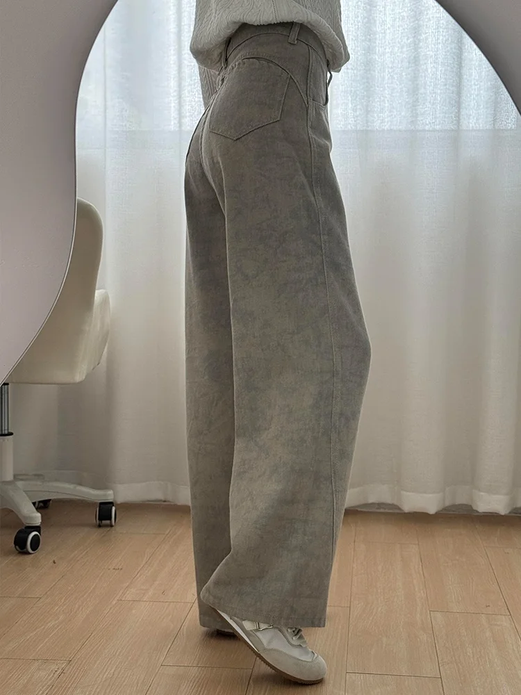 High Waist Wide Leg Denim Jeans Women's Autumn plus Size Tie Dye Print Unique Design Floor Length Straight Leg Pants