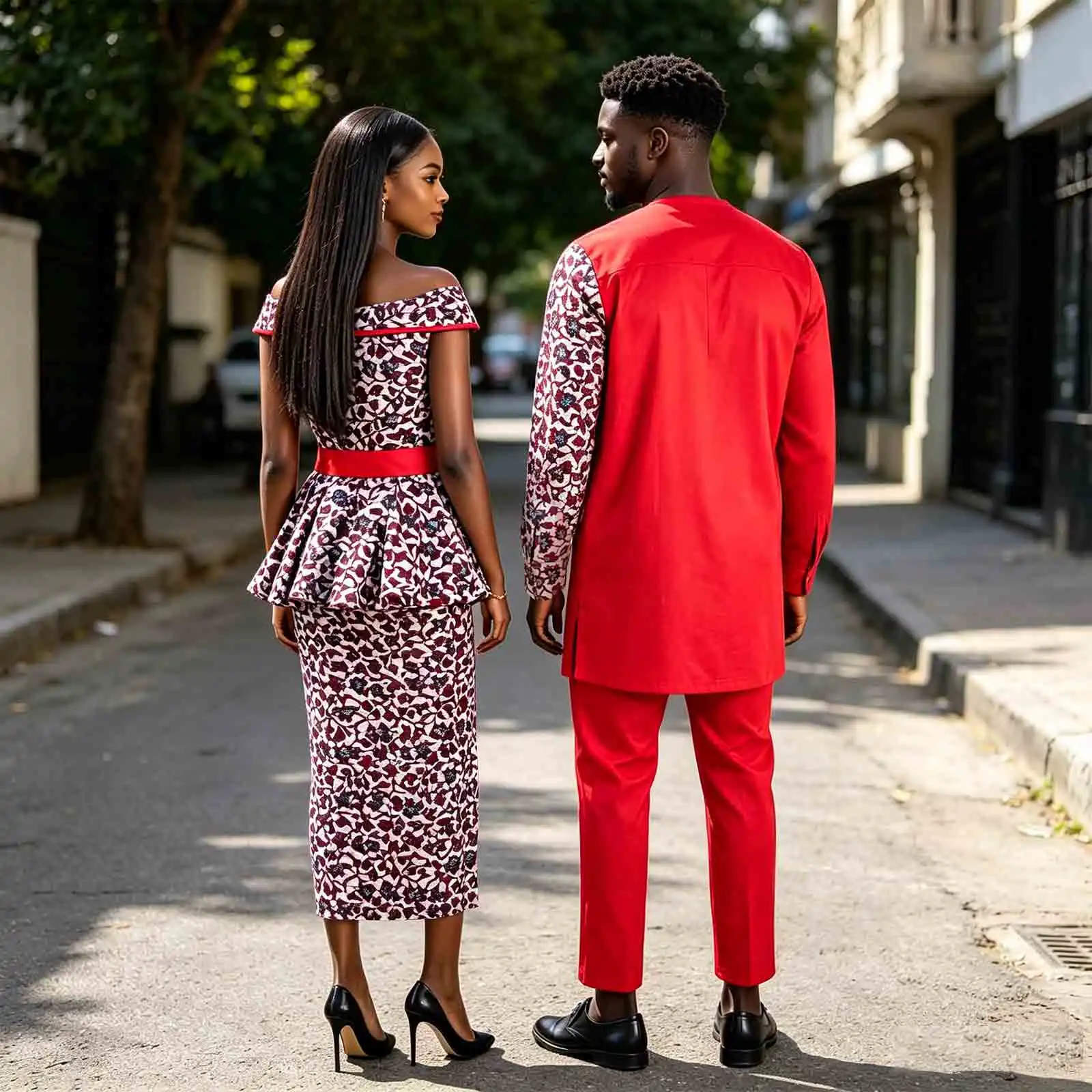 Conjuntos de camisas y pantalones a juego para hombre y mujer, vestidos africanos Dashiki, Top y faldas divididas para boda, Y23C006