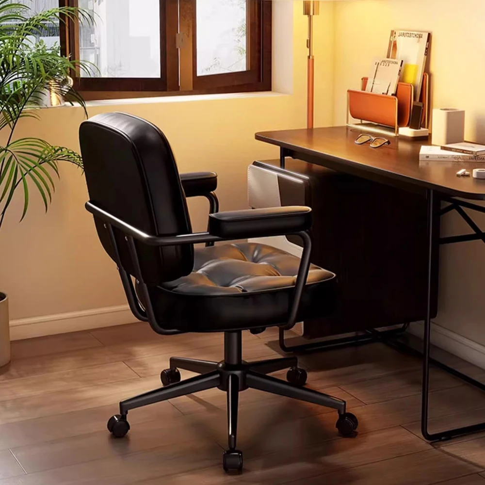 Silla de oficina cómoda nórdica, silla de oficina ergonómica moderna y elegante, muebles estéticos europeos para ordenador