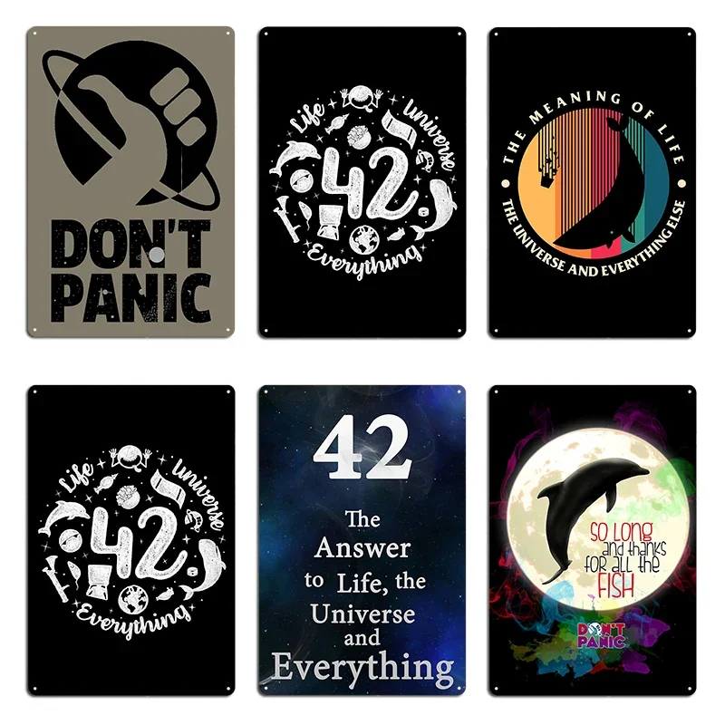 Don_t Panic 42 Metal Plaque Custom Design Design Pub Tin Sign Poster