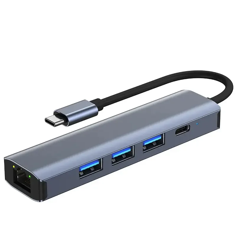 5 In 1 Usb-C Hub 3.0 1000mbps Rj45 Ethernet Hub Expansion Base Type-C Pd100w Base Multifunctional Expansion Adapter