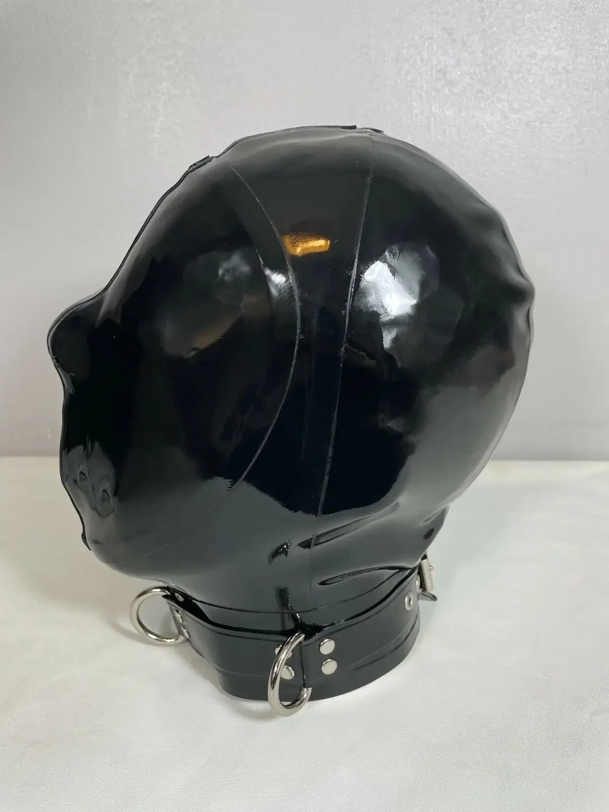Rubber Latex Full Face Hood with No Eyes, Mouth just se Holes Gummi Party Suit Catsuit Ganzanzug