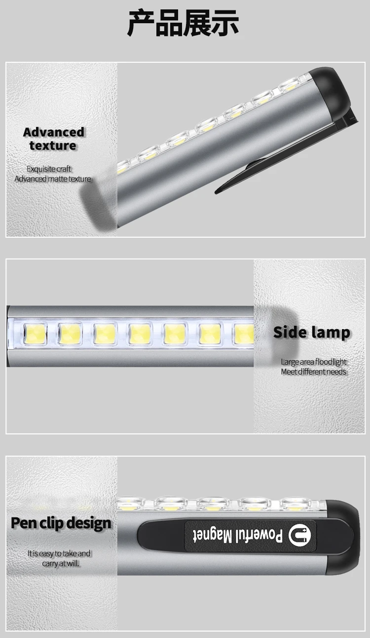 多機能LEDミニ懐中電灯,USB充電式,防水,伸縮式,強力な懐中電灯,屋外ズーム,ポータブルトーチ