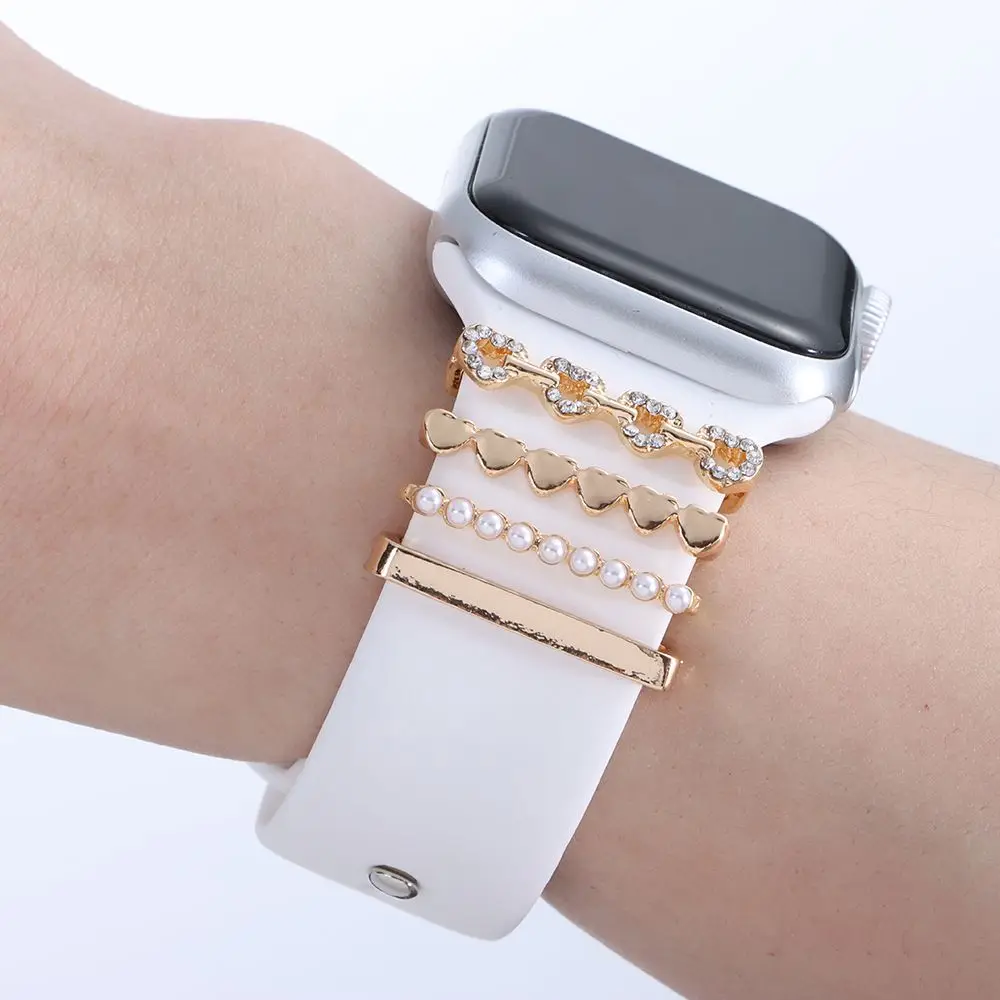 Creative สร้อยข้อมือเพชรนาฬิกาเครื่องประดับสําหรับ Apple Watch Band สายรัดข้อมือ Charms แหวนตกแต่งสําหรับนาฬิกาสมาร์ท