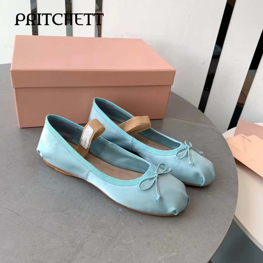 

Multi-Color Bowknot Ballet Shoes Round Toe Flat Mary Jane Shoes Fashion Sweet and Elegant Temperament Women's Shoes