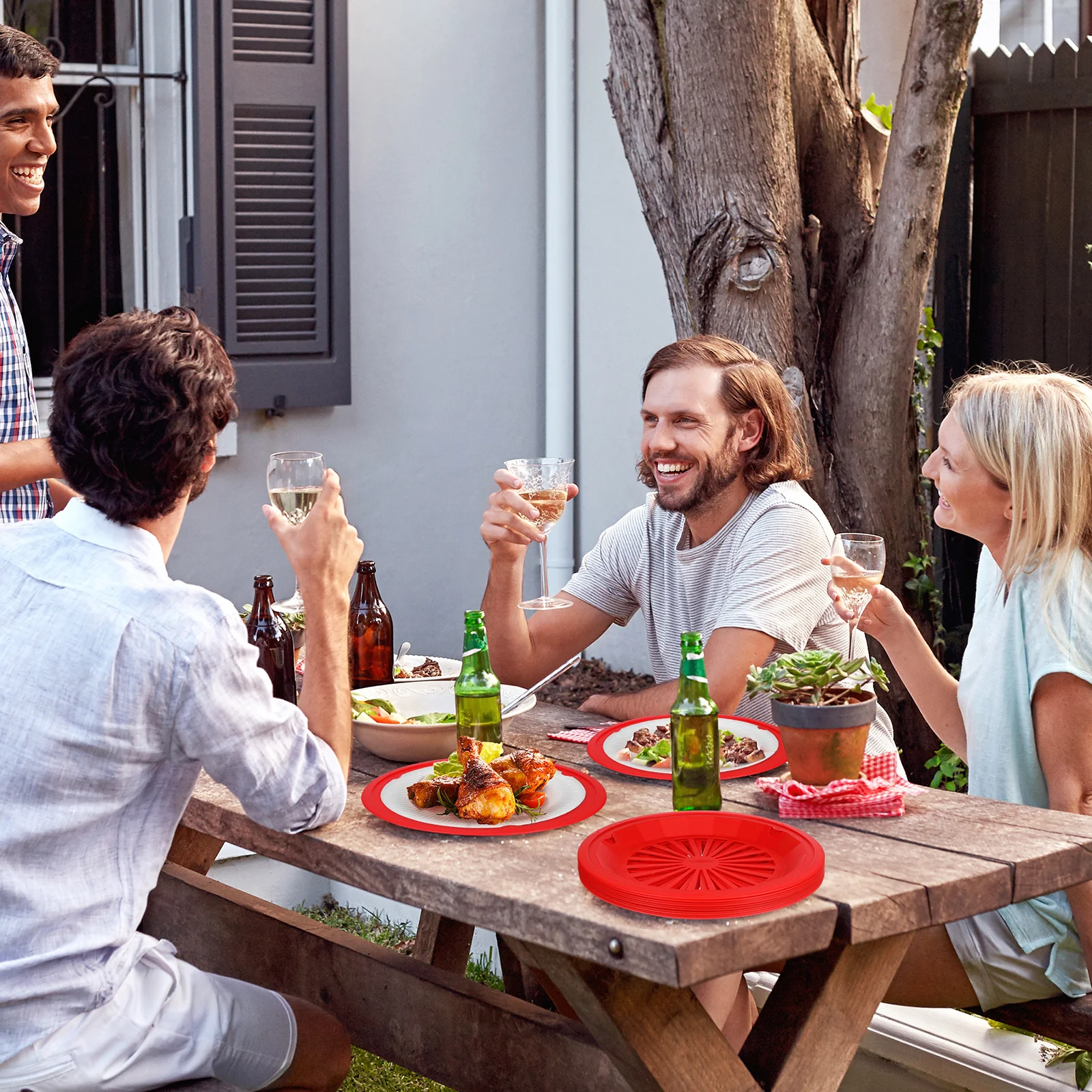 

10Pcs Durable Plastic Support Bbq Paper Plate Holder Reusable for Camping Picnic Bbq Supplies Plastic Dinner Plates