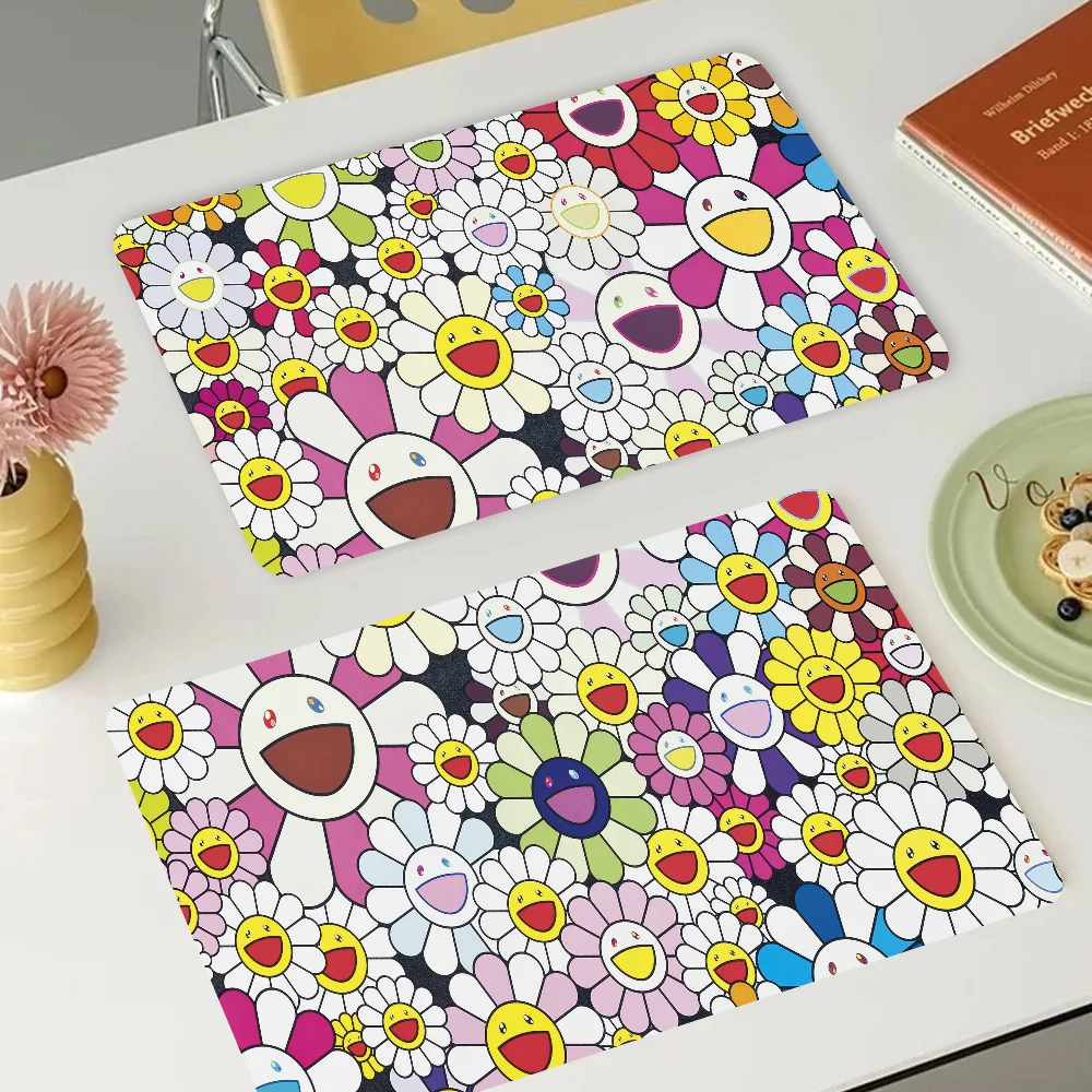 T-Takashi M-Murakami Quick Drying Dish Mat Printed Kitchen Tableware Coffee Draining Pad Dinnerware Cup Bottle Placemat