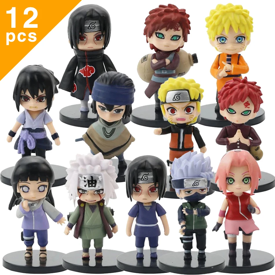 12 teile/satz Anime Q Version Naruto Shippuden Hinata Sasuke Itachi Kakashi Gaara Figur PVC Figuren Spielzeug Puppen Kid Weihnachten Geschenke