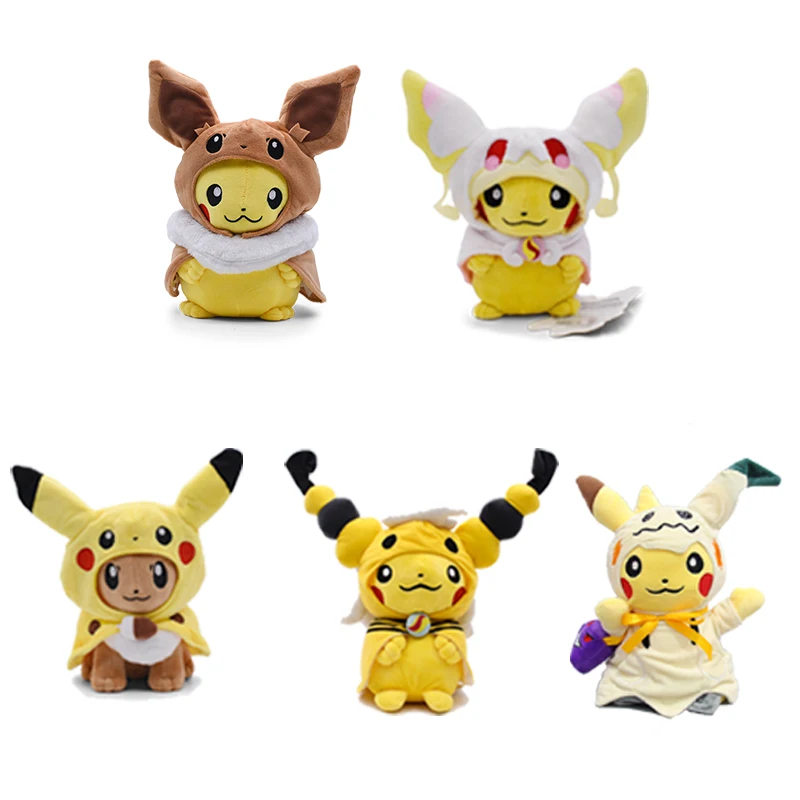 Pokemon Pikachu Cosplay Toy Charizard Snorlax Garchomp Tyranitar Hydreigon Anime Eevee Lapras Stuffed Plush Morpeko Peluche Doll