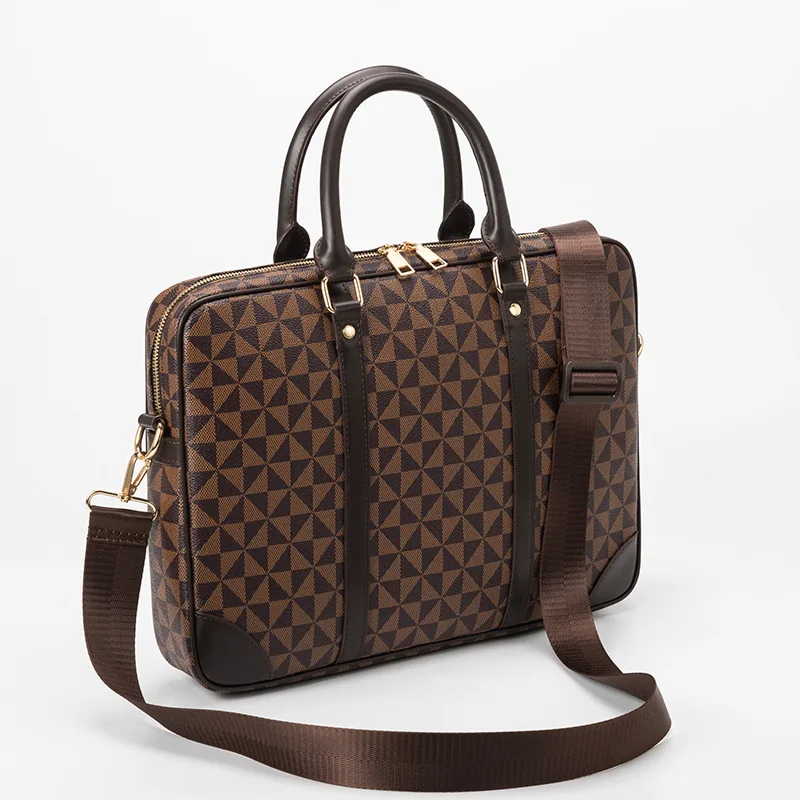 Moda xadrez design 14/16 Polegada bolsa para portátil para homens luxo geométrica xadrez multifuncional feminino pastas saco de escritório trabalho