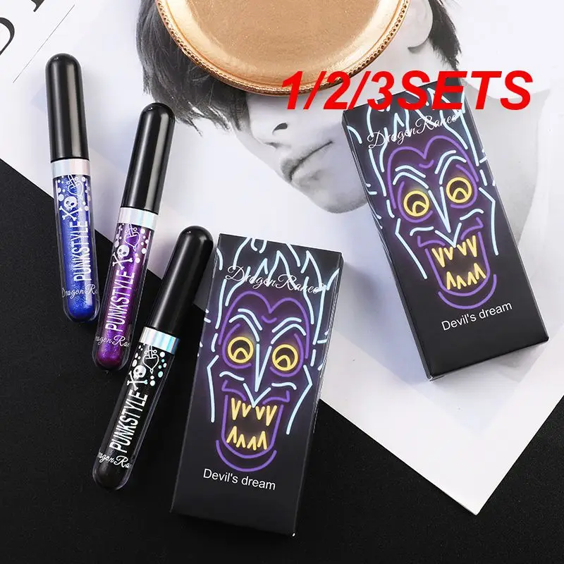 1/2/3SETS Glitter Sparkling Liquid Waterproof Glitter Lip Tint Halloween Makeup Enchanting Lip Gloss Waterproof