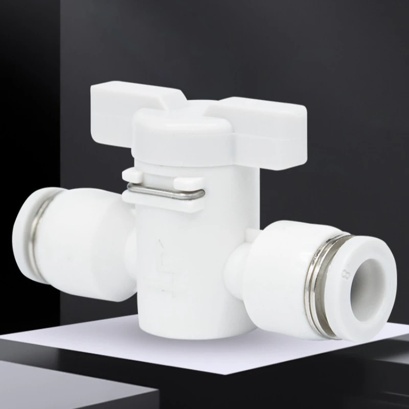 BTC-8mm BUC-10 Pneumatic Manual Control Valve Quick Push Fit Air Tube Plastic Body Air Pipe Switch Hand Valve