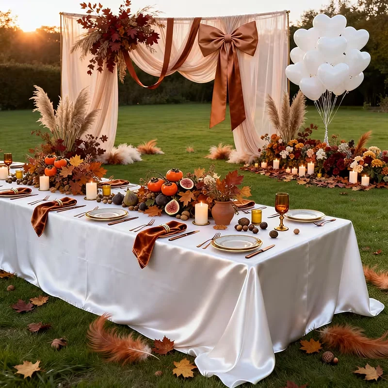 Large Satin Tablecloth,Bright Silk Tablecloth,Lustrous Satin Fabric,Elegant Overlay Decor for Wedding,Banquet,Party Events